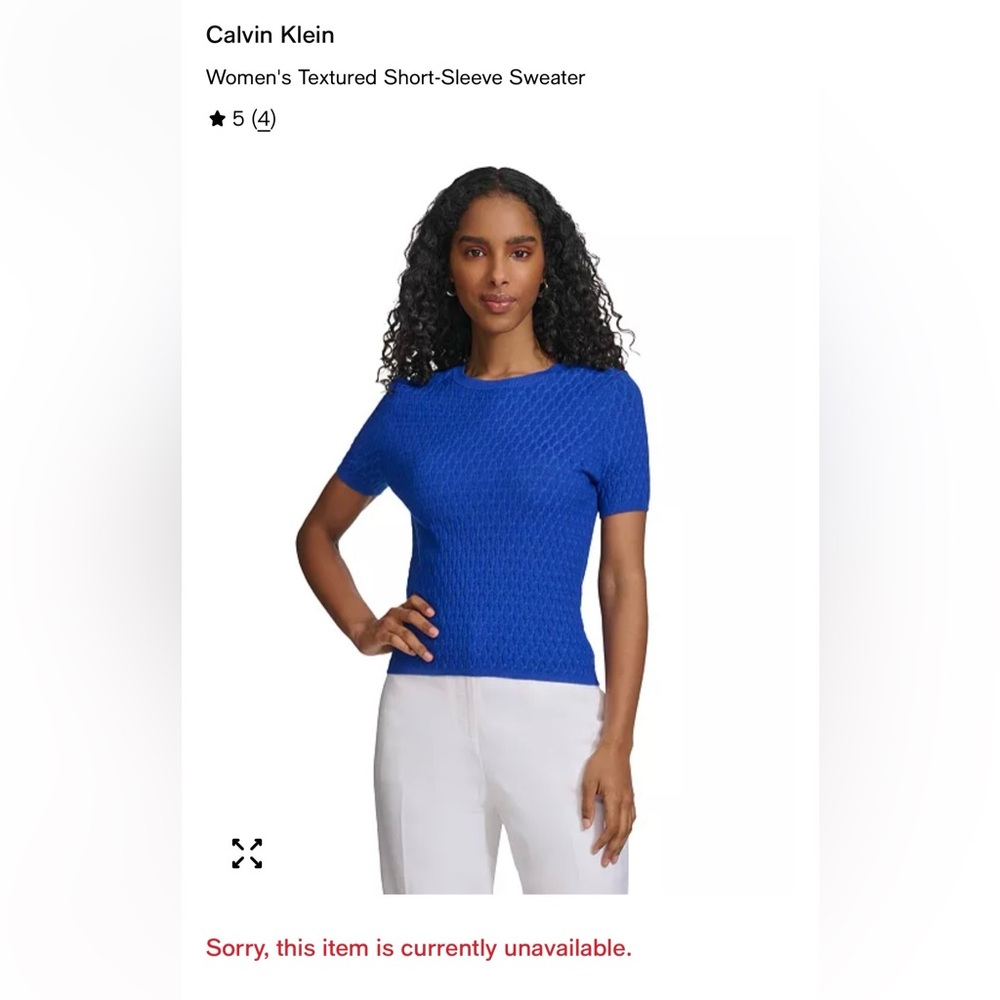 Calvin Klein Textured Crew Neck Short Sleeve Knit Sweater